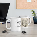 Ceramic floral fairy mug with vintage botanical design, available in 11oz and 15oz sizes, by Printify.