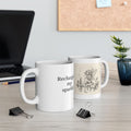 Vintage fairy sketch ceramic coffee mug by Printify, 11oz or 15oz, featuring an artistic fairy design on a white mug.