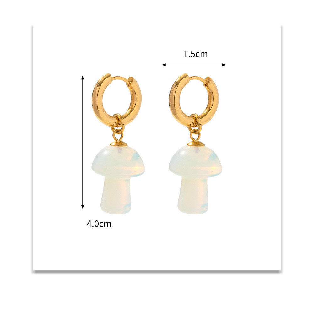CJDropshipping Fleurstone Mushroom Drop earrings with delicate floral and mushroom design, gold-toned metal and gemstone accents.