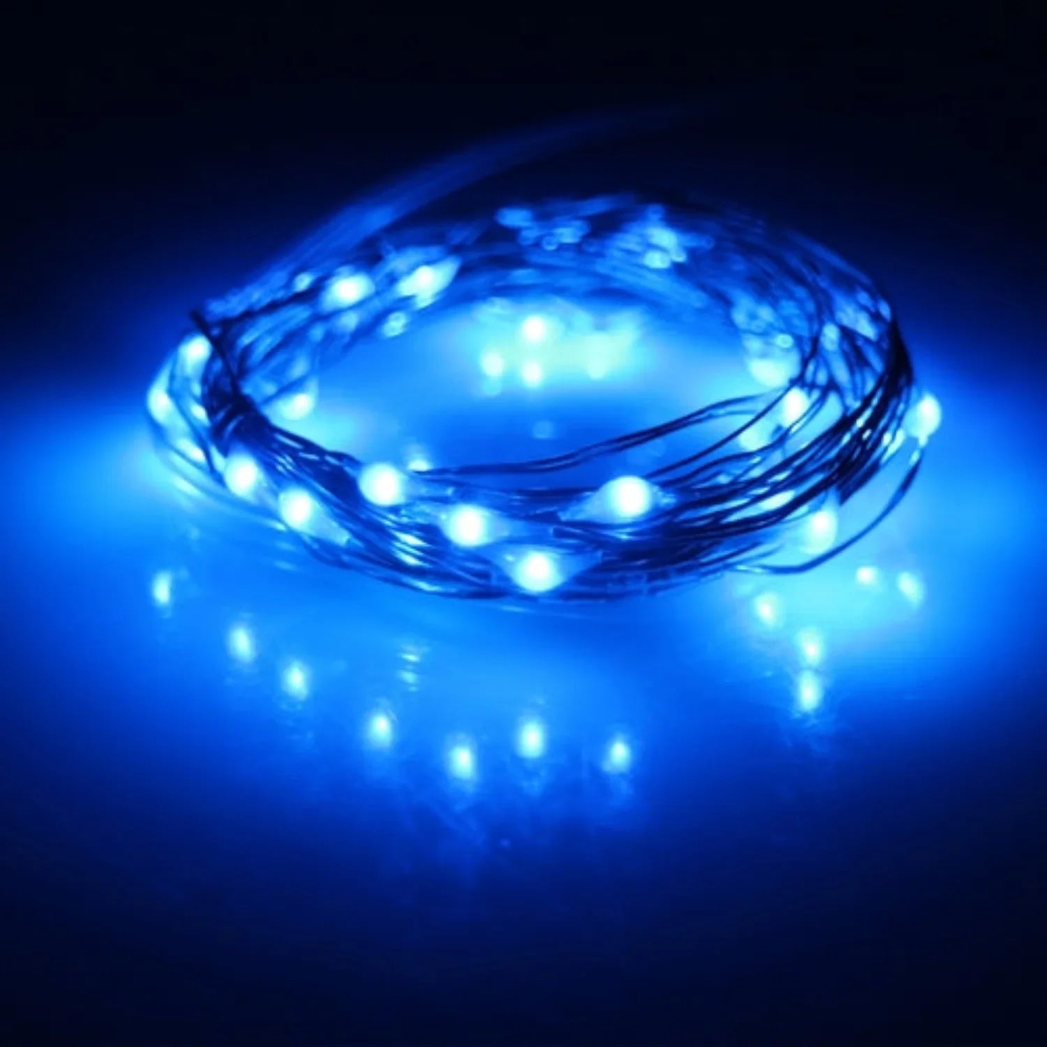 Blue 20 LED silver copper fairy lights by Perfect Holiday, battery-operated decorative LED lighting for cozy cottagecore ambiance.