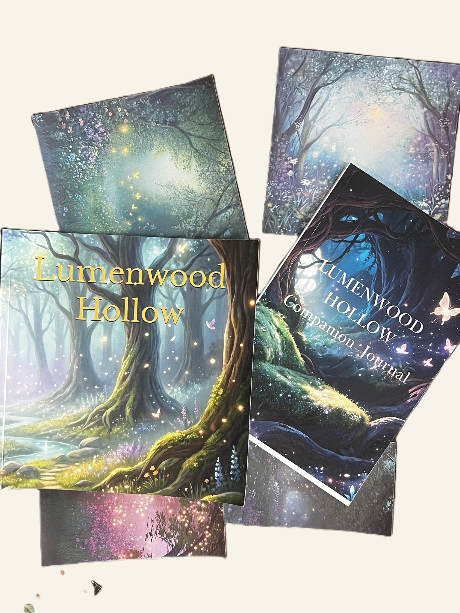 Lumenwood Hollow fairycore storybook and companion journal by Simply Heather Creative, featuring whimsical illustrated covers.