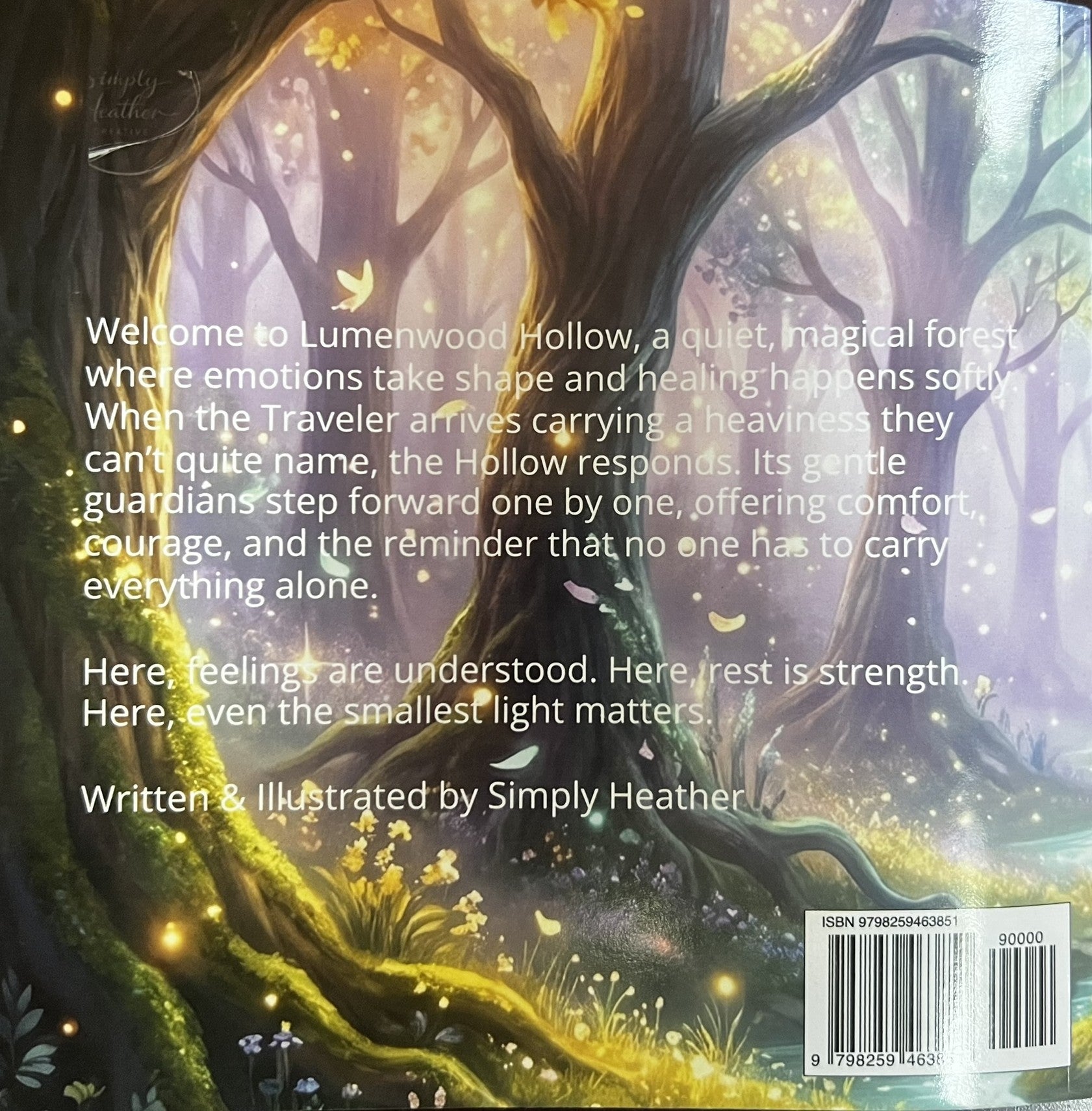 Lumenwood Hollow storybook back cover and craft kit components from Simply Heather Creative's Bramblewing Premium Bundle.