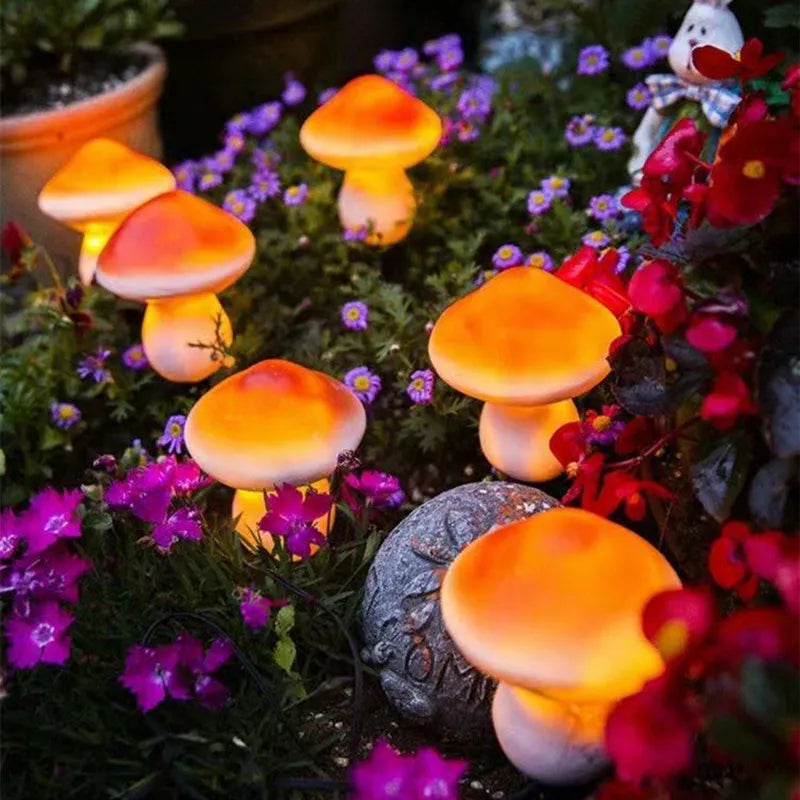 Large solar mushroom fairy garden lights set with waterproof glowcap design, perfect for outdoor garden decoration.